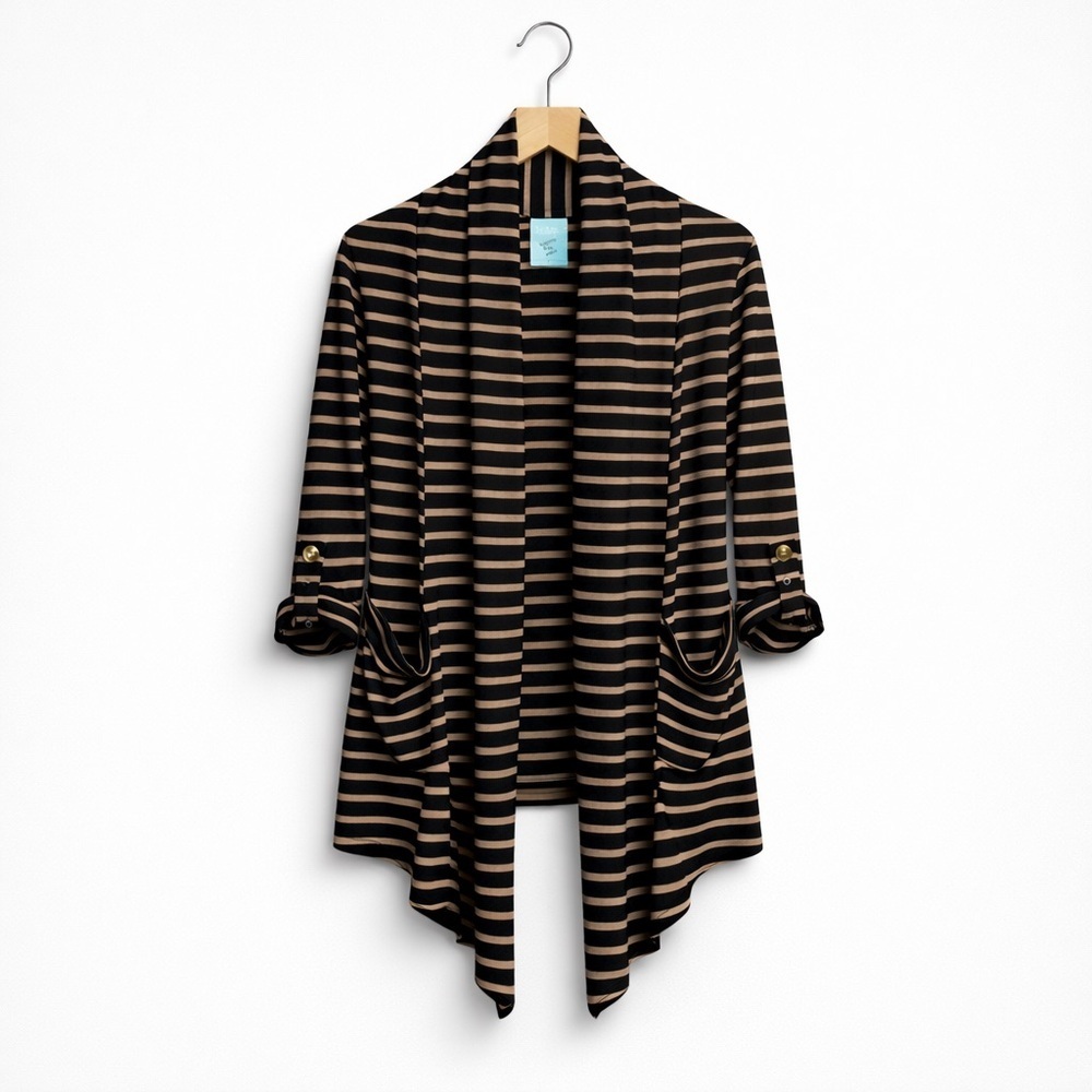 Happening in the Present Black and Tan Striped Cardigan (144)